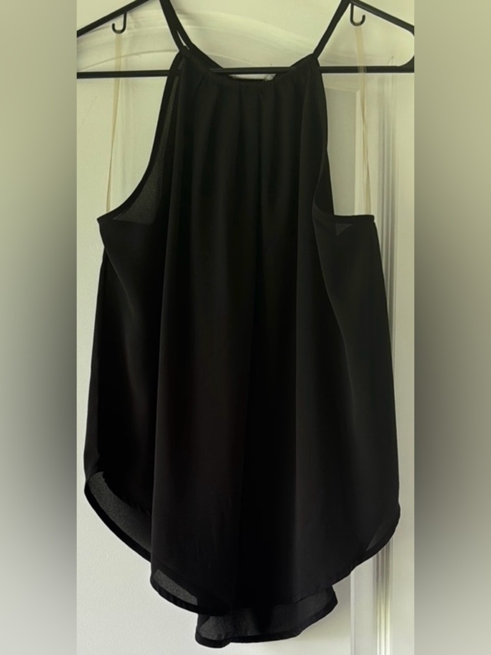 Lush Black Flowy Tank Top Size S Dressy Casual Chiffon Blouse